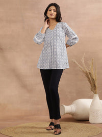W Geometric Printed Pure Cotton Top