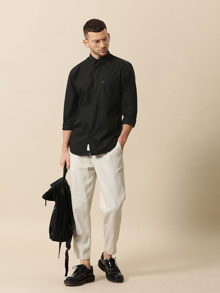 Mr Bowerbird Men Black Solid Tailored Fit Casual Shirt