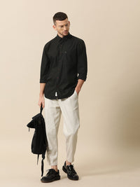 Mr Bowerbird Men Black Solid Tailored Fit Casual Shirt