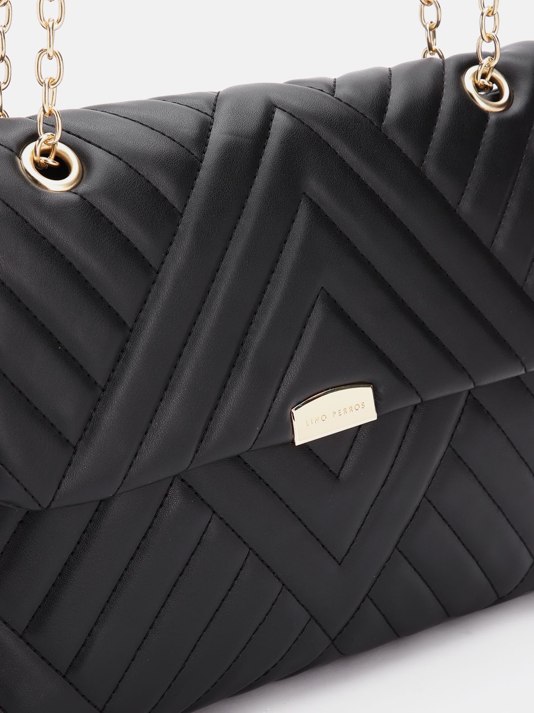 Lino Perros Women Striped Structured Satchel Bag with Quilted Detail