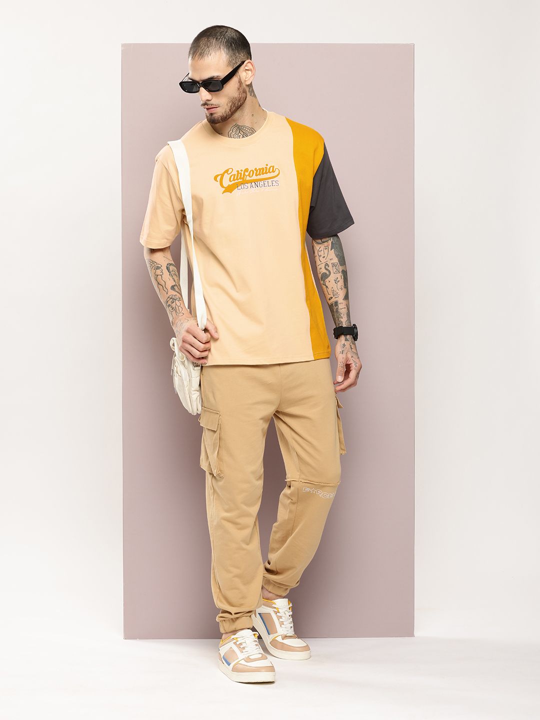 DILLINGER Men Varsity Printed Embossed Oversized T-shirt