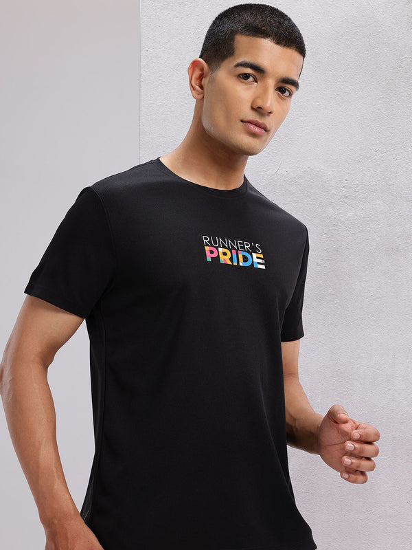 HRX oleh Hrithik Roshan Typography dicetak T-Shirt Running Rintangan Berforated