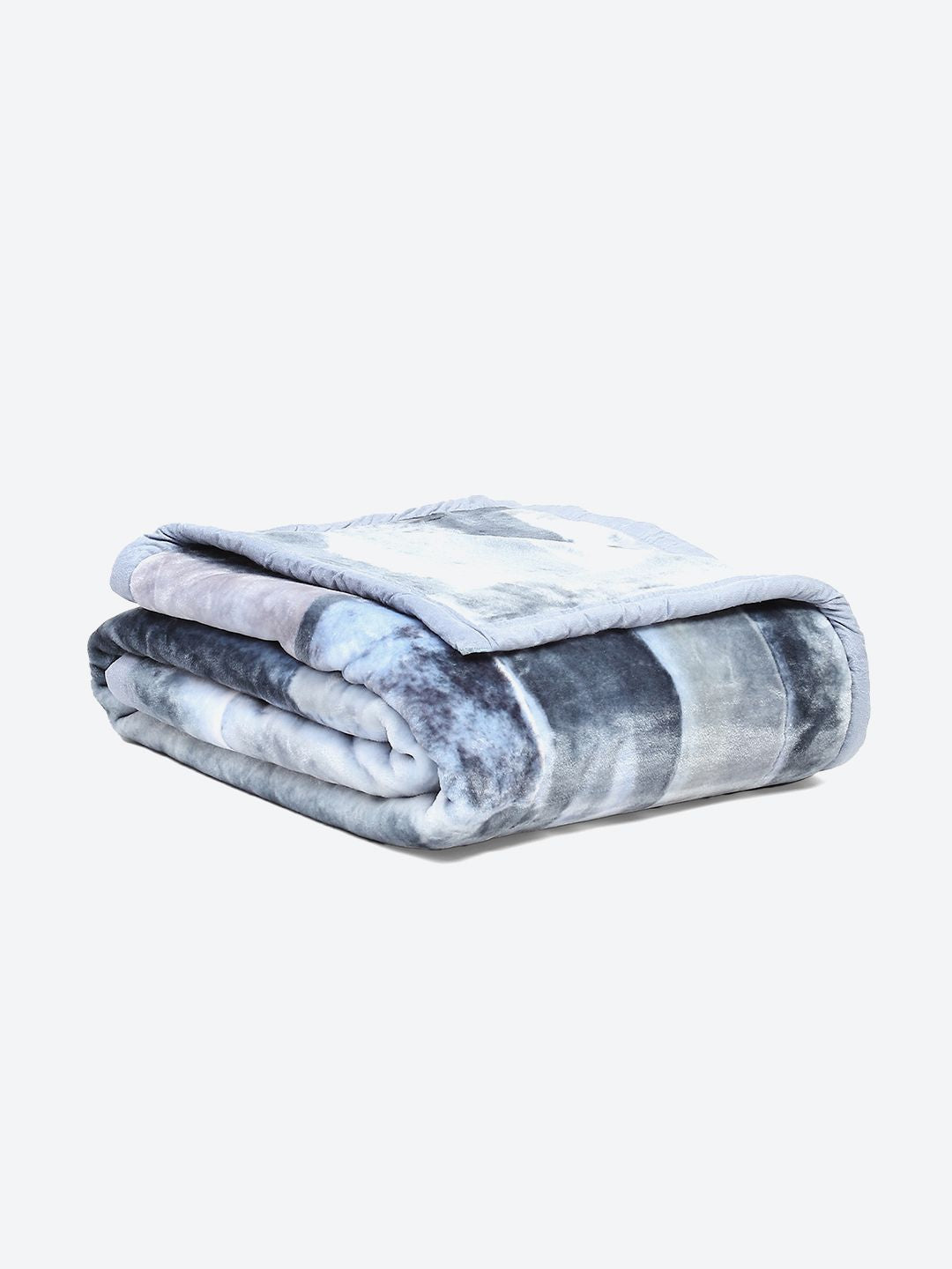 Monte Carlo Blue & White Abstract Printed Mild Winter Double Bed Blanket