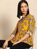 all about you Floral Print Roll-Up Sleeves Top