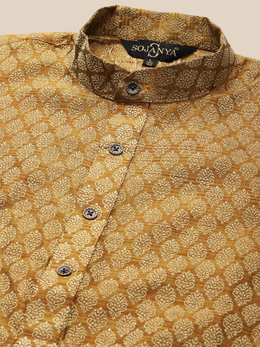 SOJANYA Motif Etnik Rekaan Tenun Kolar Mandarin Kurta Lurus Dengan Churidar