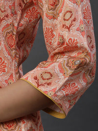 Motif etnik Aurelia dicetak leher berturut -turut lurus kurti