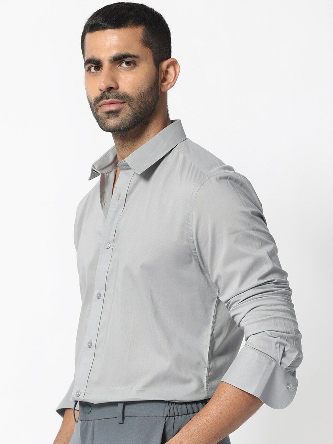 RARE RABBIT Men Flees Slim Fit Opaque Cotton Shirt