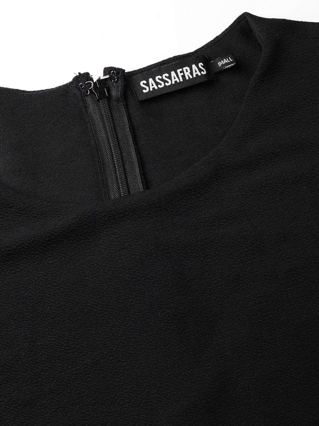 SASSAFRAS Women Black Solid Layered Basic Jumpsuit