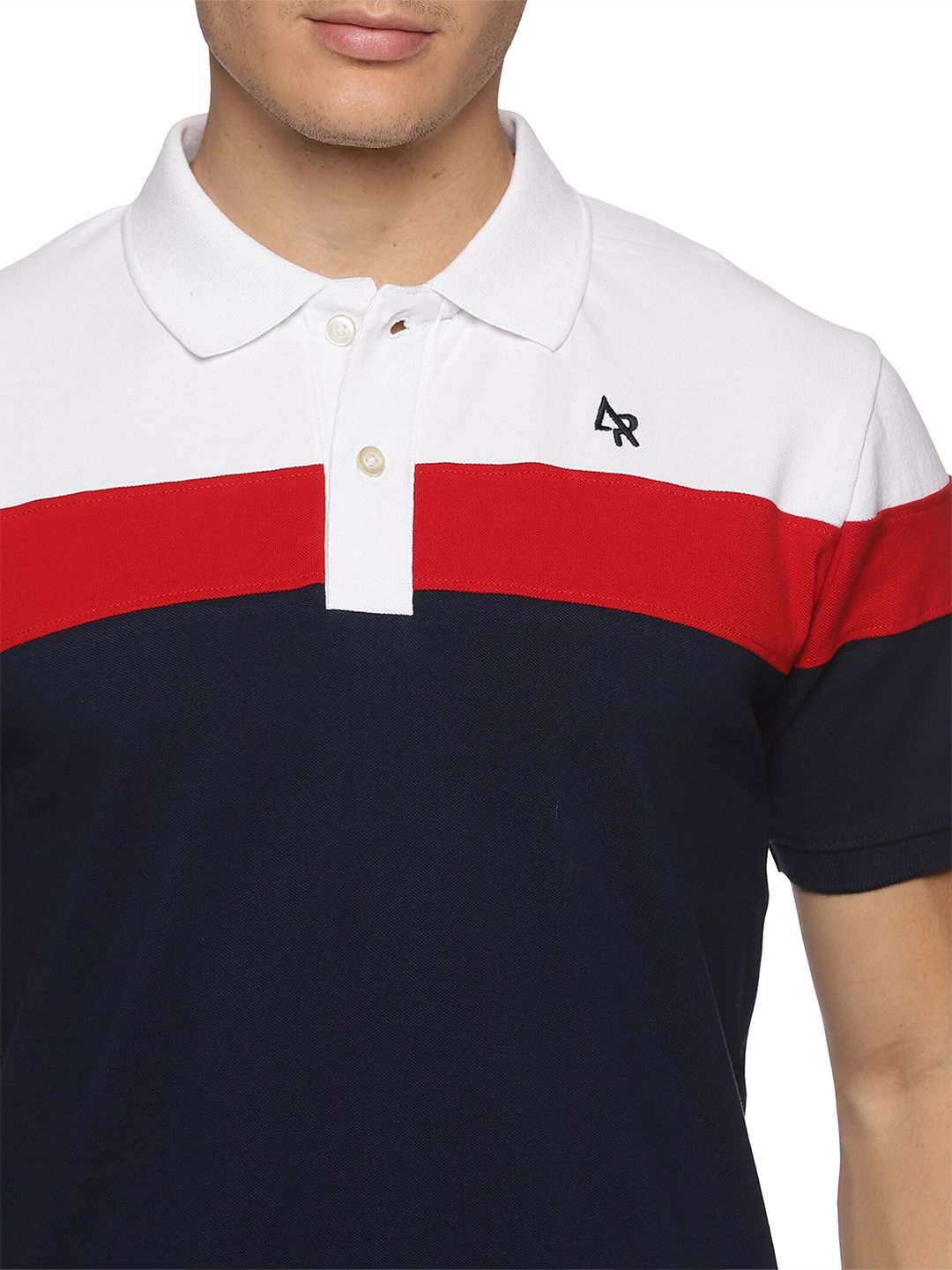 ADRO Colourblocked Cotton Polo Collar T-shirt