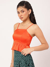 DressBerry Glossed Up Smocked Satin A-Line Top