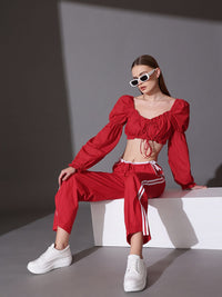 STREET 9 Sweetheart Neck Puff Sleeves Cotton Top