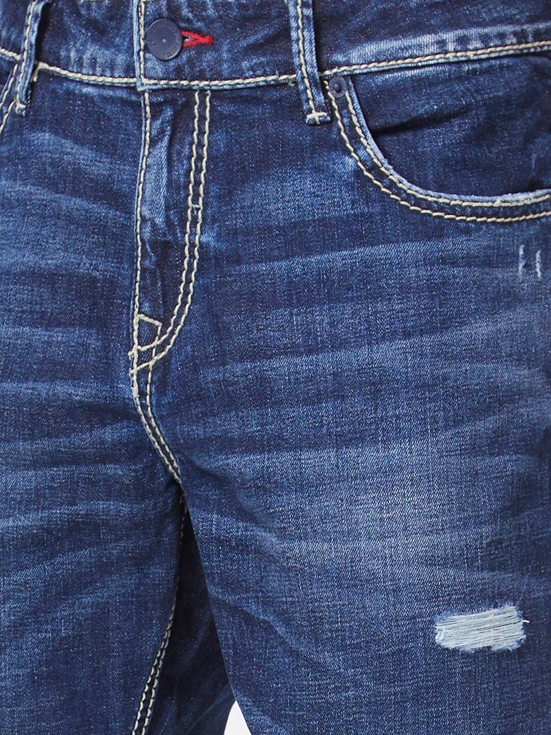 SPYKAR Men Cotton Kano Slim Fit Low Distressed Light Fade Jeans