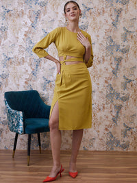 Athena Mustard Top With Slip-On Skirt