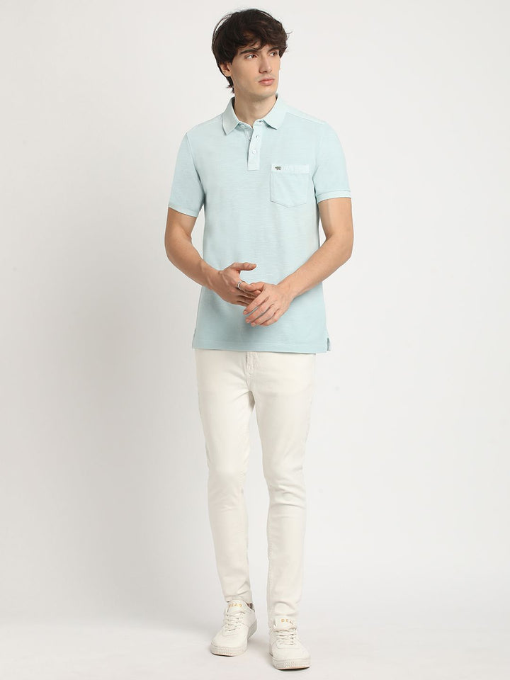 THE BEAR HOUSE Men's Solid Regular Fit Polo T-shirt