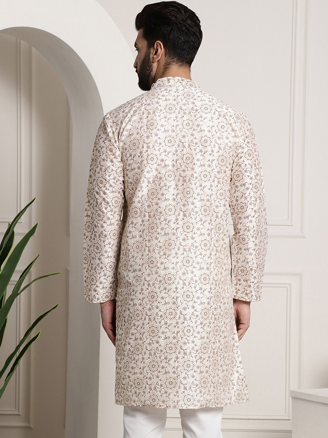 SOJANYA Kurta Lurus Kolar Mandarin Bercetak Bunga