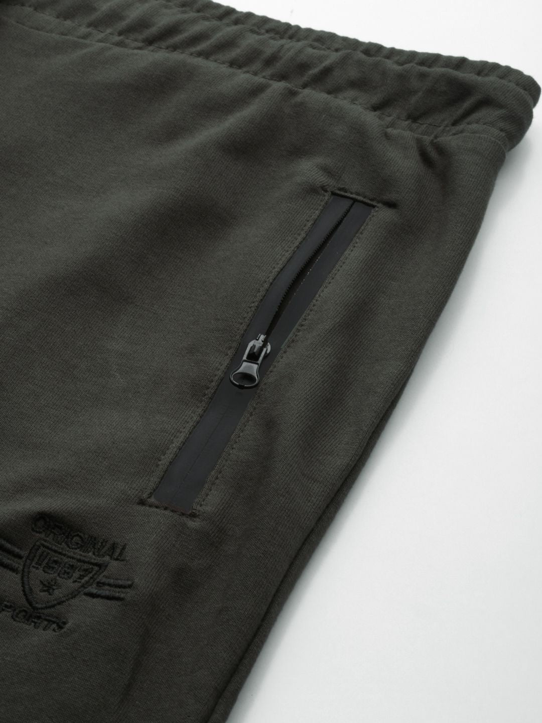 The Indian Garage Co Men Grey Solid Pleated Detail Joggers