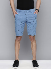 The Indian Garage Co Men Blue Conversational Printed Slim Fit Regular Shorts
