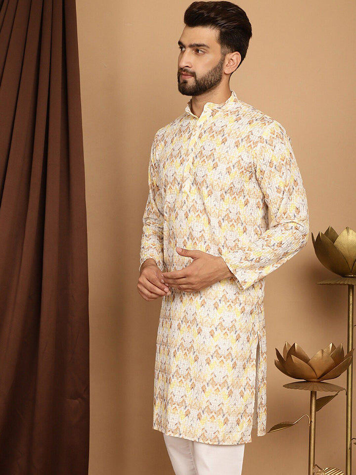 SOJANYA Ethnic Motifs Printed Embroidered Pure Cotton Straight Kurta