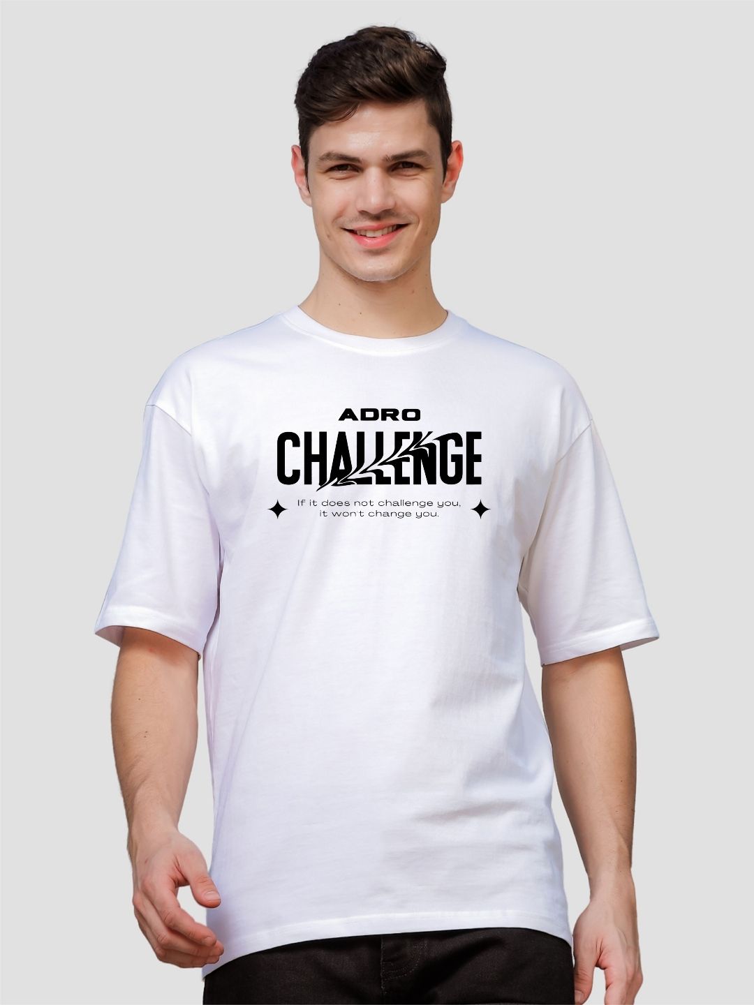ADRO Men Typography Printed Raw Edge T-shirt