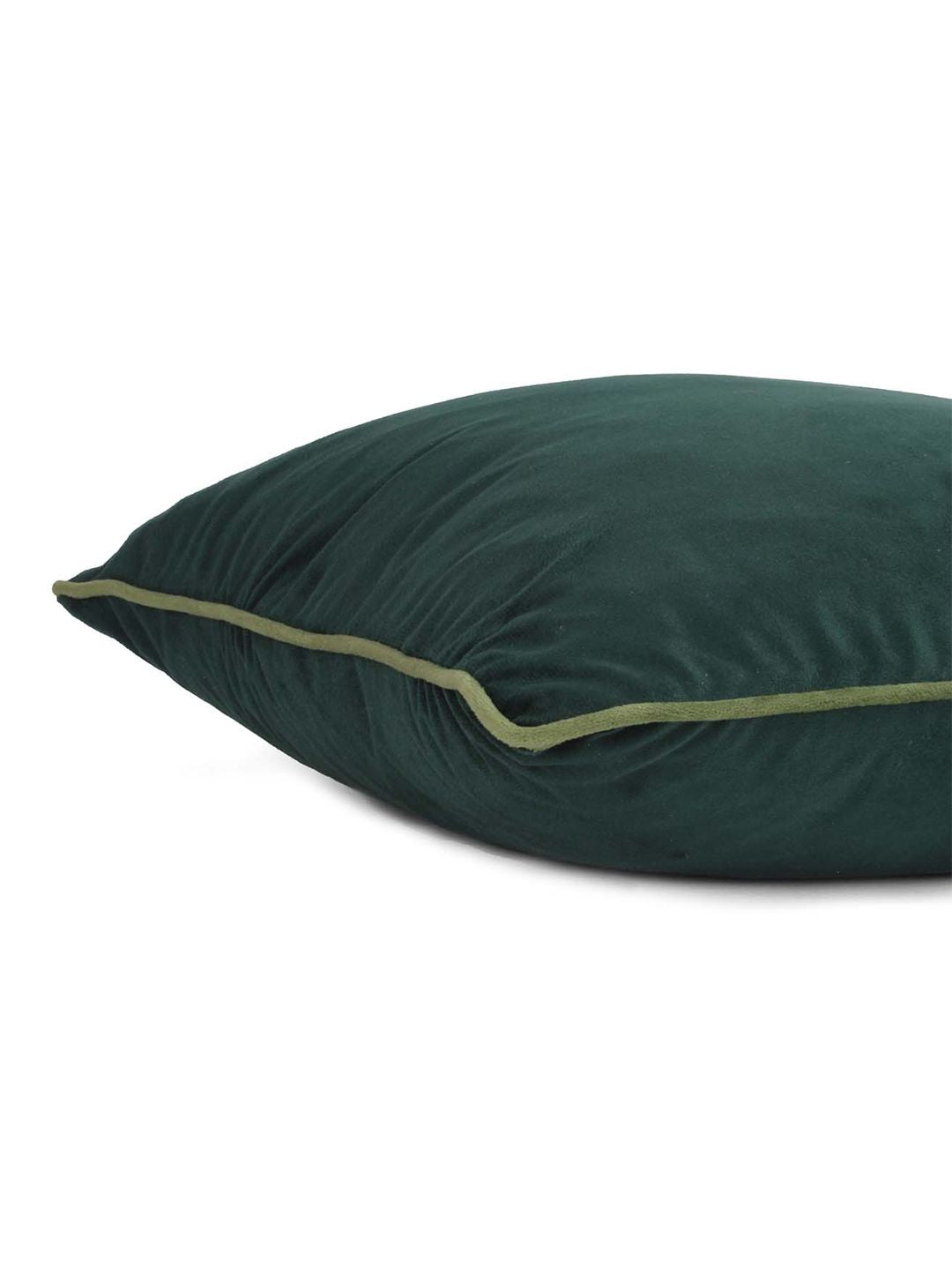 STITCHNEST 5 Pcs Green & Olive Green Velvet Square Cushion Covers