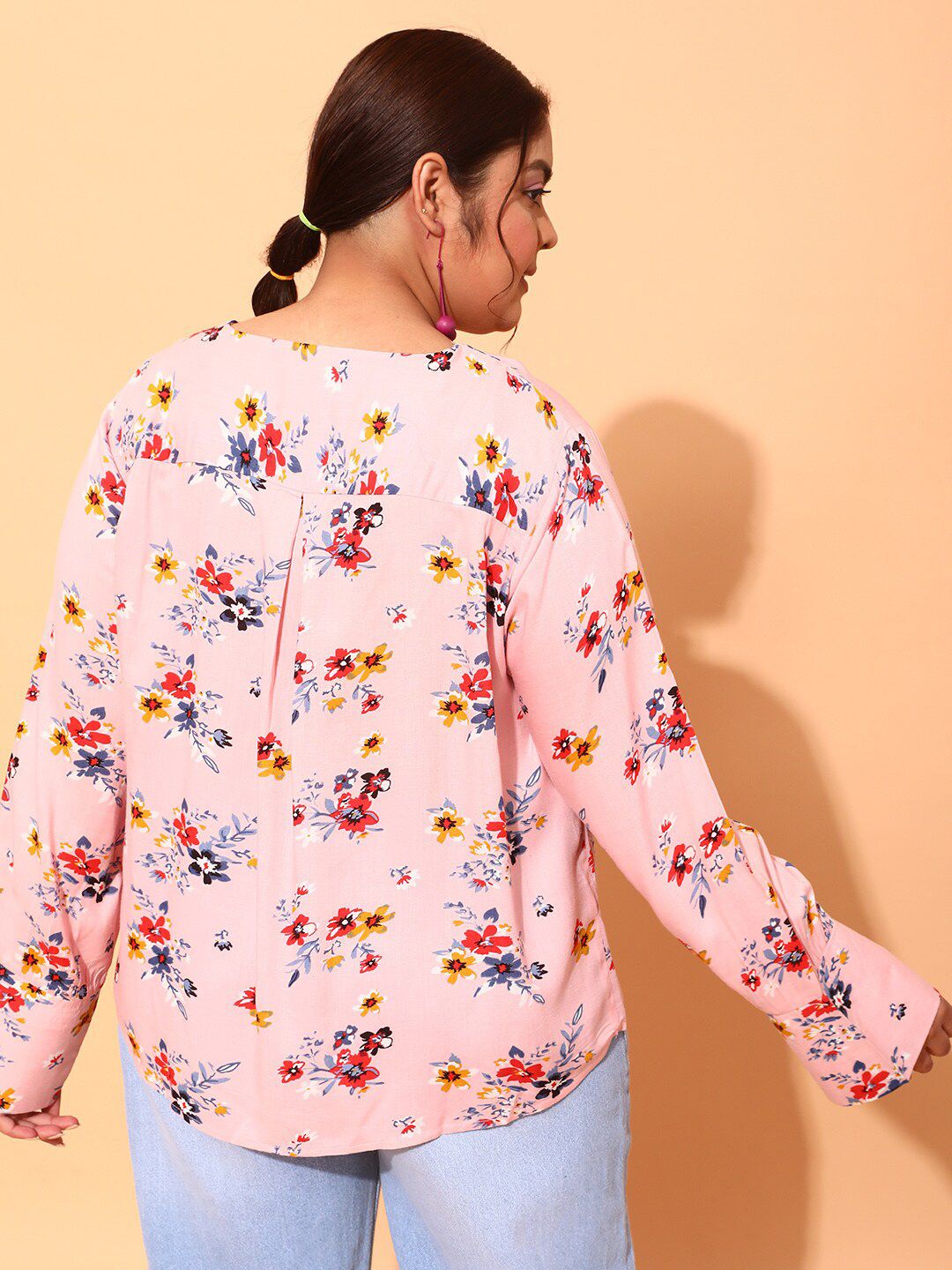 CURVY STREET Plus Size Floral Printed Crepe Top