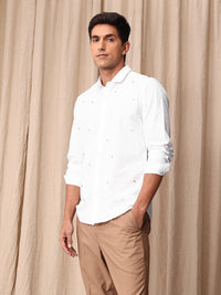 Mr Bowerbird Pure Cotton Button Detail Tailored Fit Casual Shirt