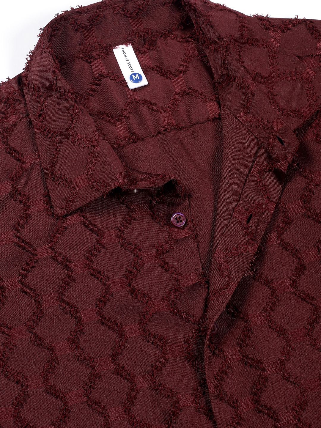 Thomas Scott Men Premium Spread Collar Textured Casual Shirt