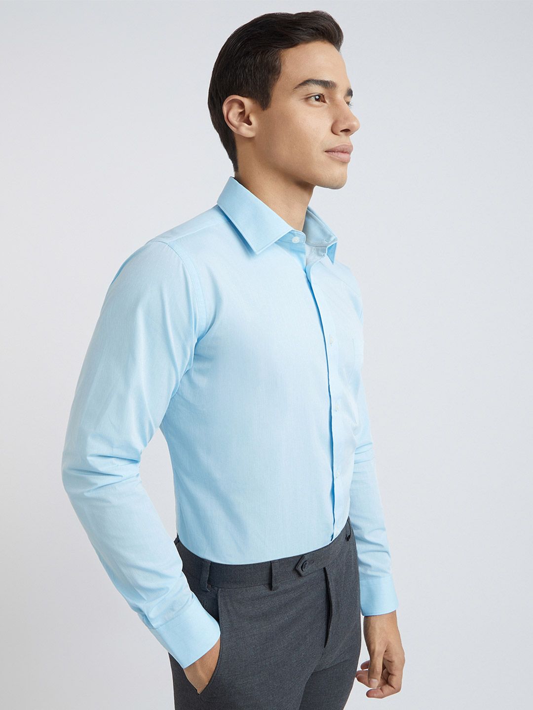 Raymond Men Pure Cotton Self Design Textured Slim Fit Formal Shirt