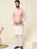 SOJANYA Mandarin Collar Silk Cotton Straight Kurta dengan jaket Churidar & Nehru