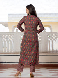 KALINI Floral Printed Sequinned Straight Kurta With Trousers & Dupatta
