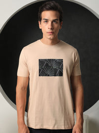 RARE RABBIT Men Glams Graphic Printed Pure Cotton Slim Fit T-Shirt