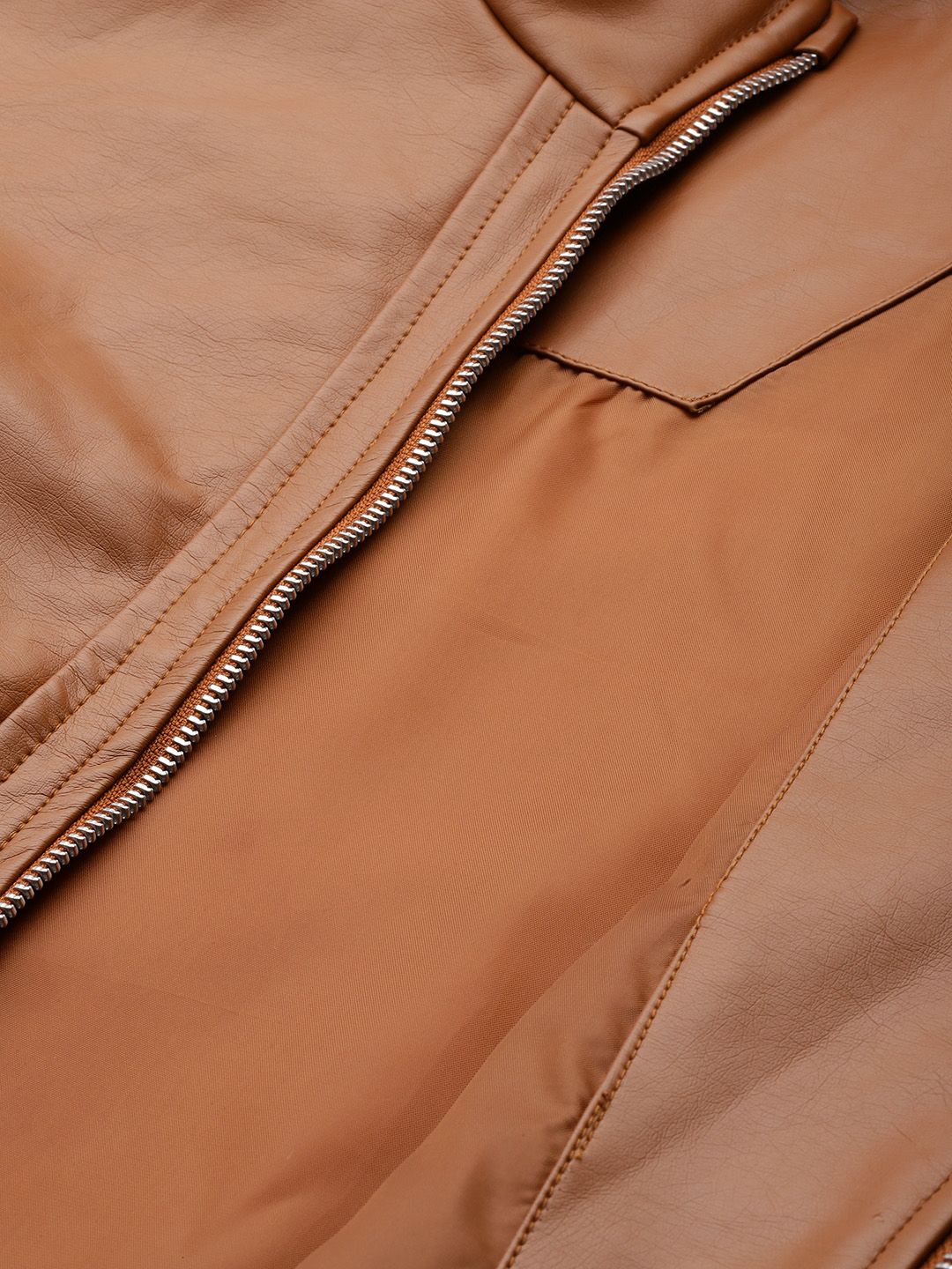 all about you Women Brown Faux Leather Bomber Jacket