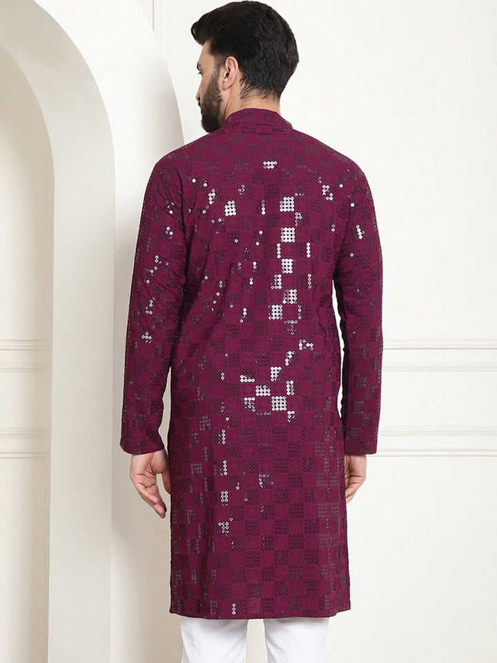 SOJANYA Geometric Embroidered Sequinned Pure Cotton Kurta