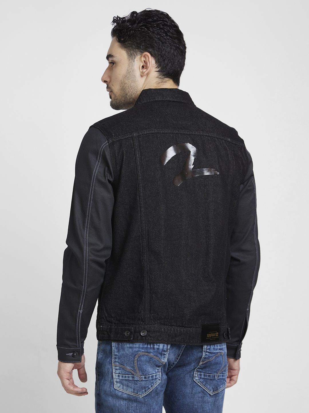 SPYKAR Solid Spread-Collar Pure Cotton Denim Jacket