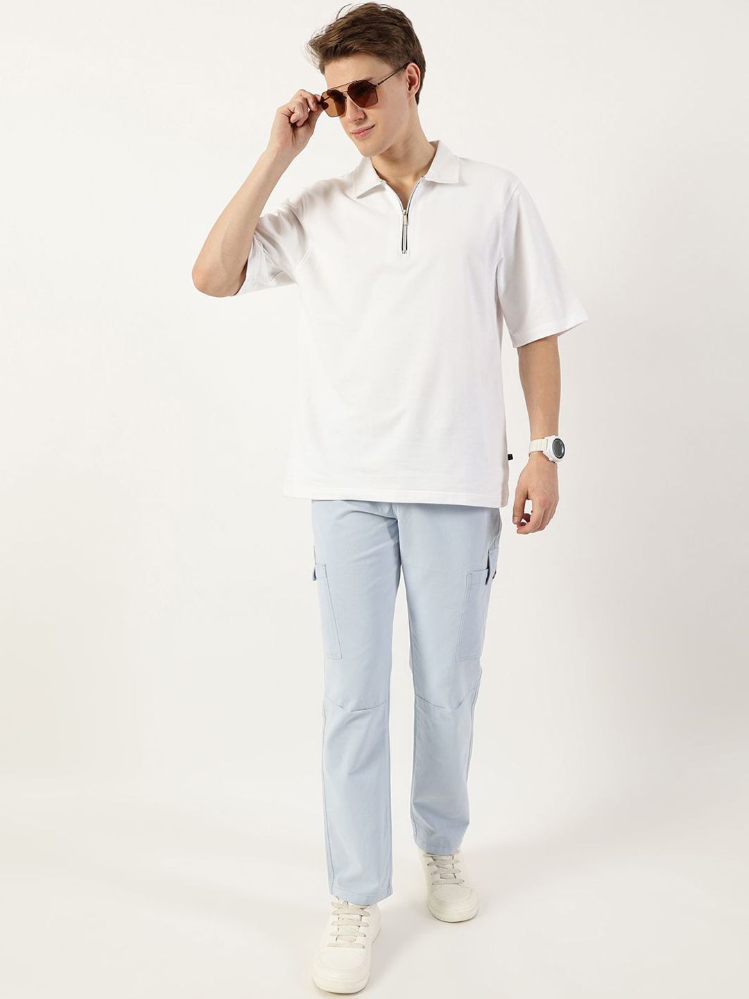 Thomas Scott Men Smart Slim Fit Easy Wash Cargos Trousers