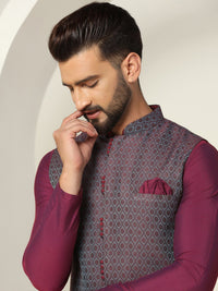 KISAH Men Woven Design Nehru Jackets