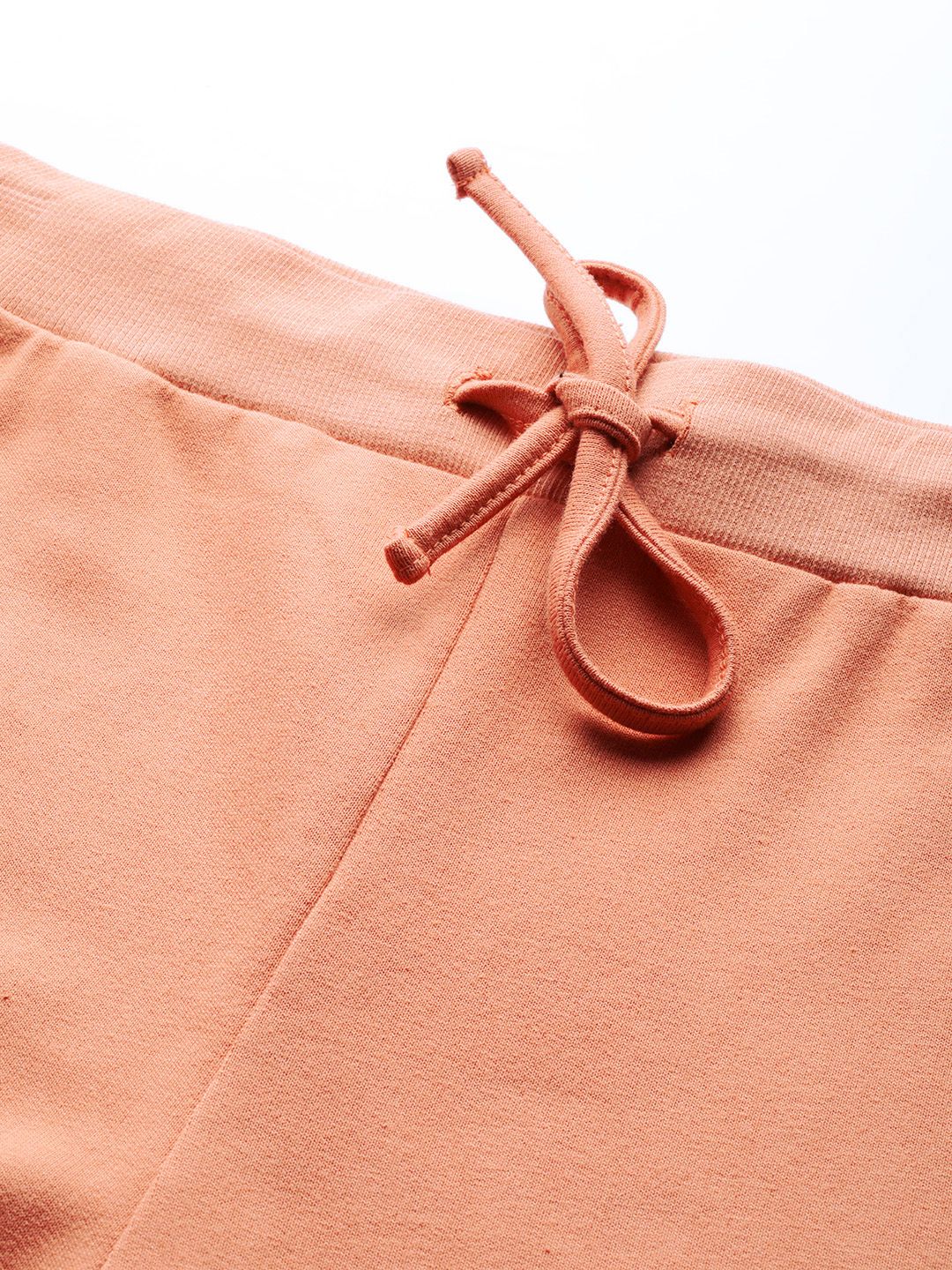 SASSAFRAS Women Peach-Coloured Solid Wide Leg Track Pants