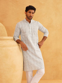 SOJANYA Ethnic Motifs Embroidered Sequinned Cotton Kurta