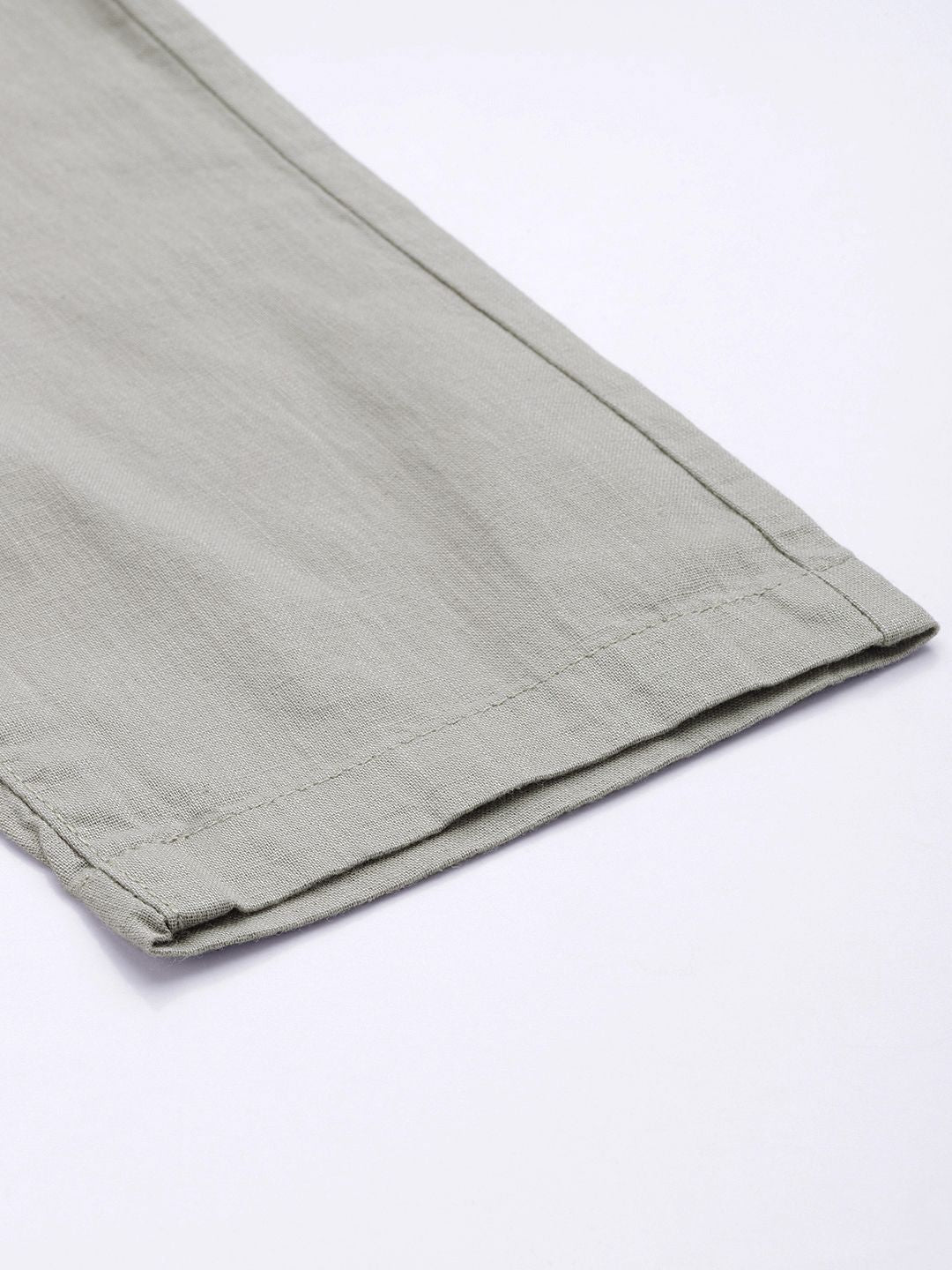 The Indian Garage Co Men Grey Slim Fit Linen Blend Trousers