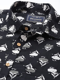 DENNISON Men Black Regular Fit Floral Printed Casual Shirt