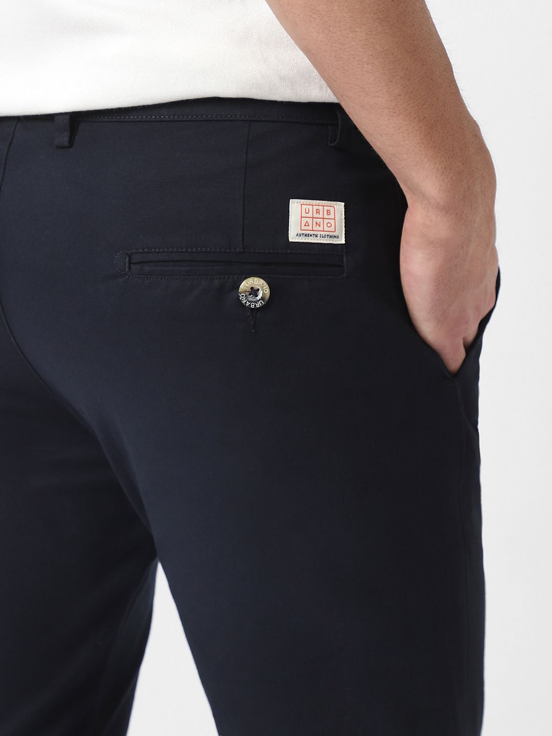 Urbano Fashion Men Navy Blue Slim Fit Solid Chinos