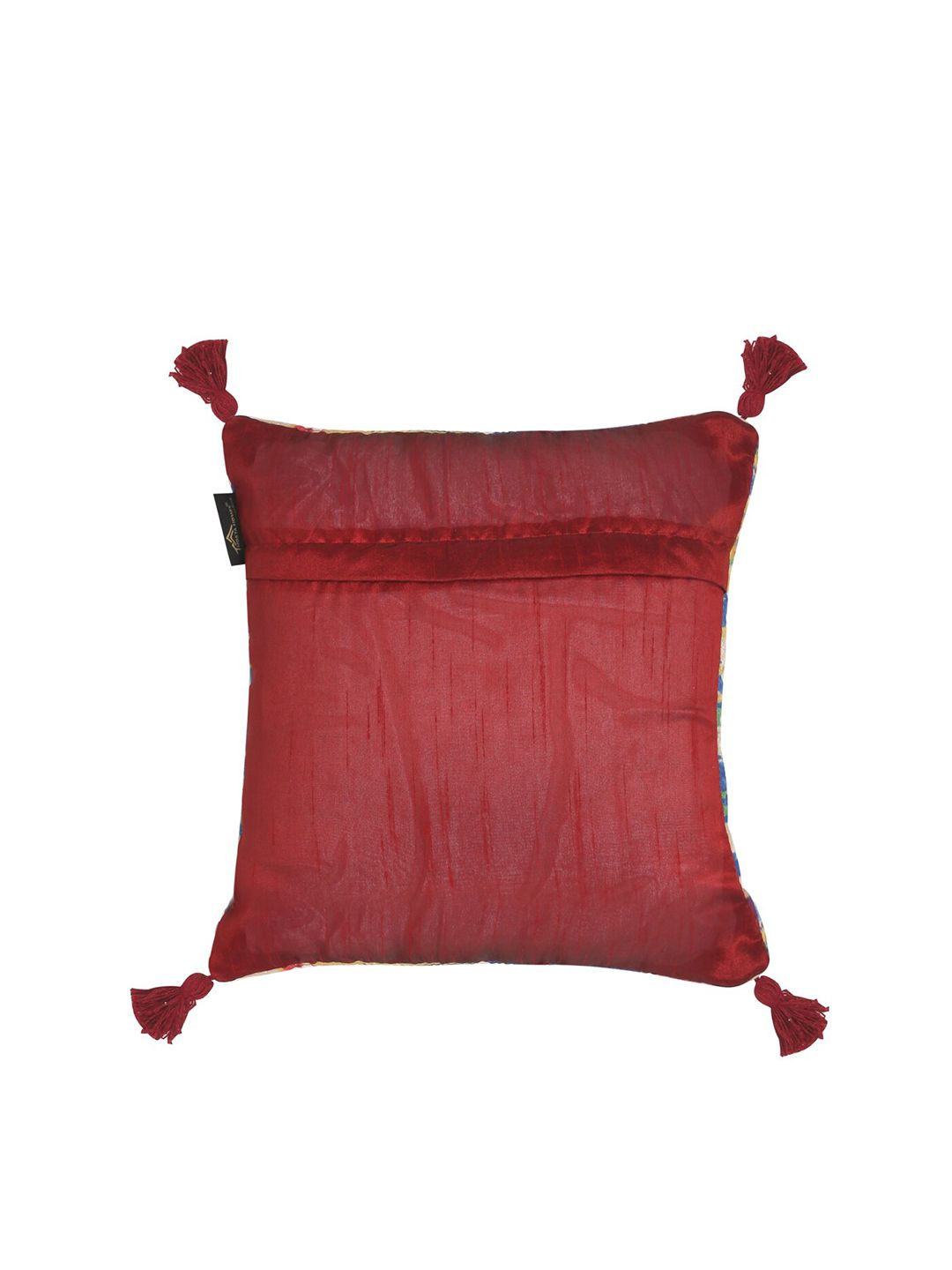 HOSTA HOMES Blue & Red Set of 5 Geometric Velvet Square Cushion Covers