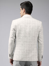 Park Avenue Notched Lapel Single Breasted Checked Slim Fit Formal Blazer