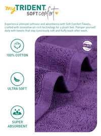 MYTRIDENT Soft Comfort Purple 3 Pieces Pure Cotton 500 GSM Towel Set