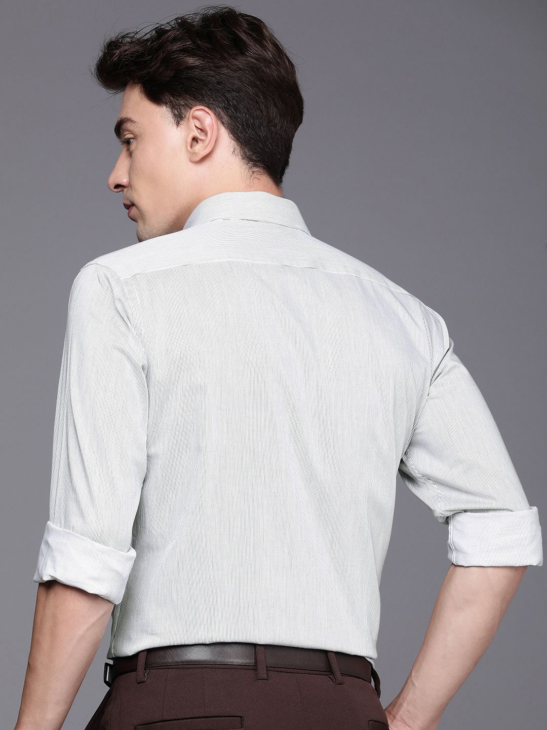 Raymond Self-Striped Slim Fit Pure Cotton Formal Shirt