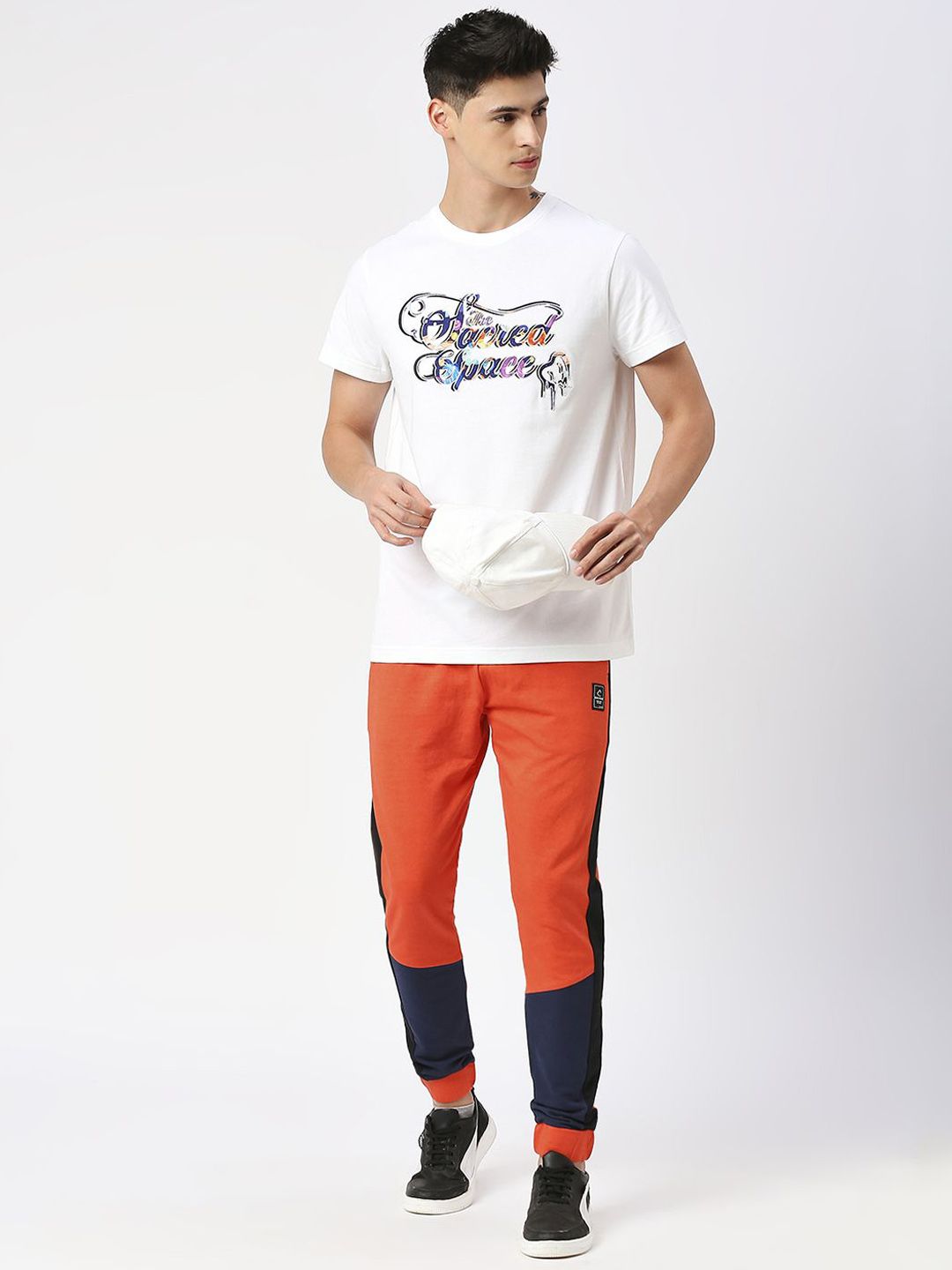 Being Human Men Pure Cotton Colourblocked Mid-Rise Joggers Track Pants