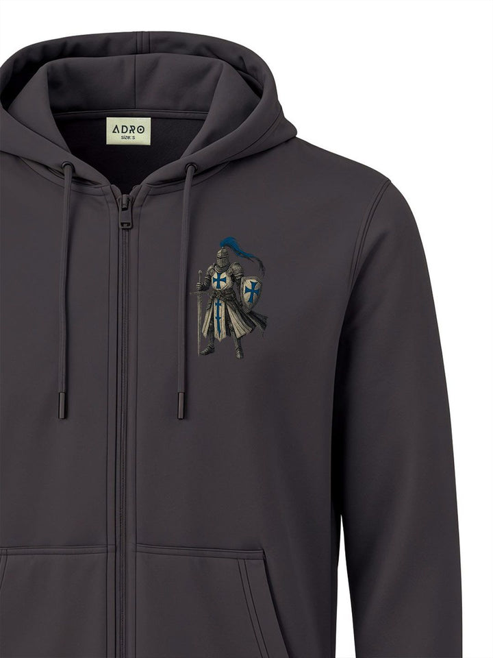 ADRO Men Printed Hooded Zip-Up Sweatshirt