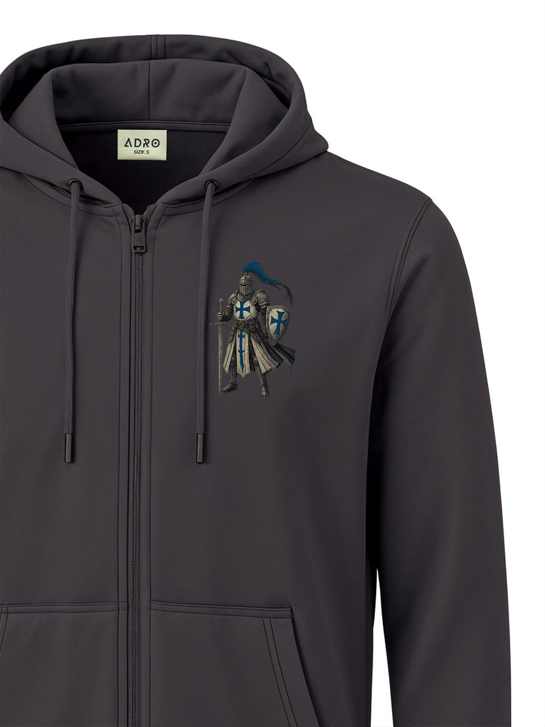 ADRO Men Printed Hooded Zip-Up Sweatshirt