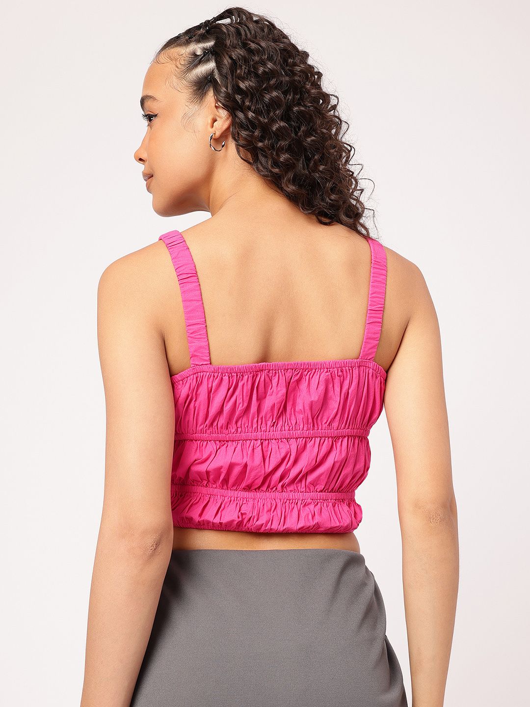 DressBerry Cut-Out Crush Smocked Crop Top