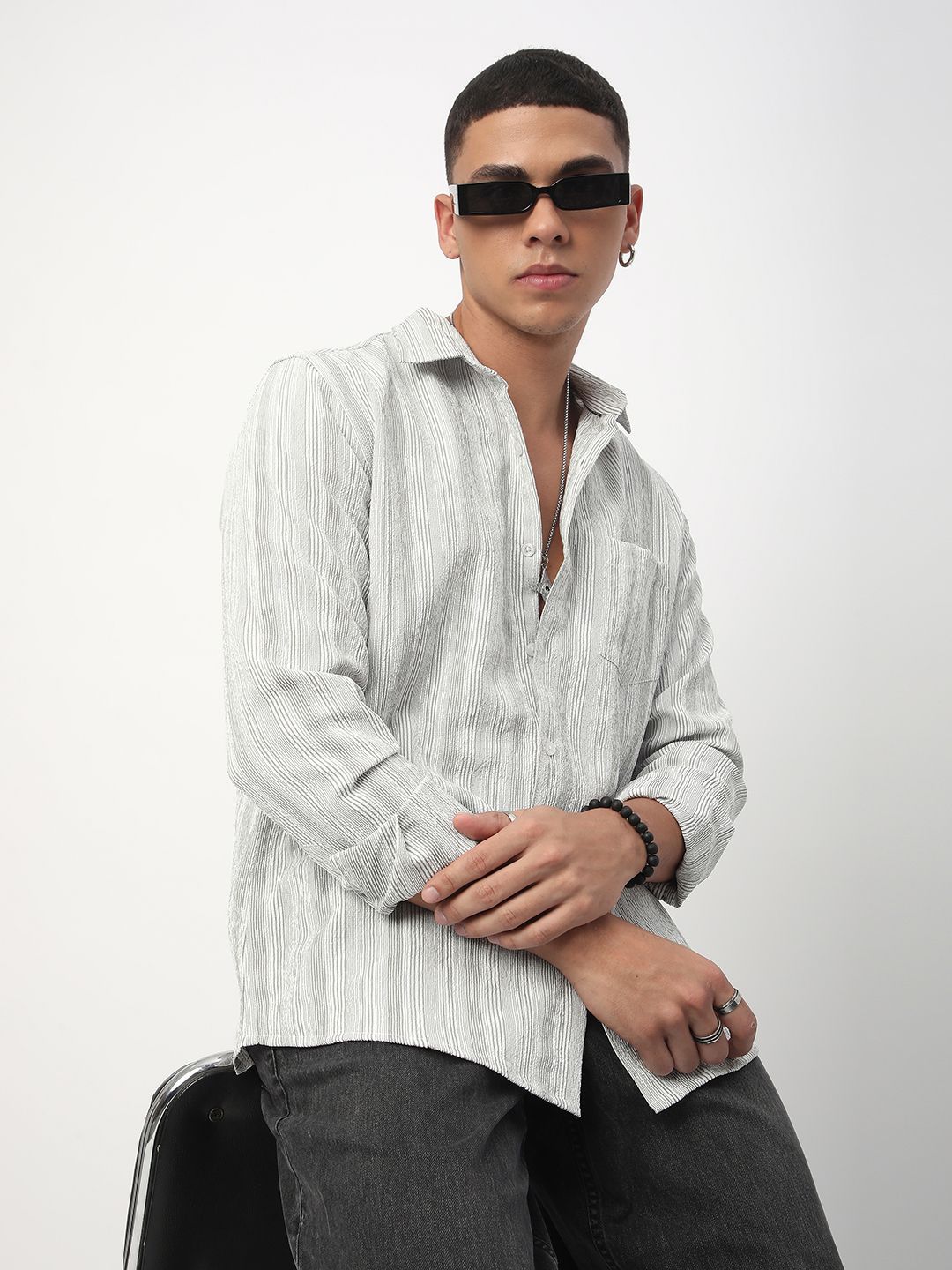 VASTRADO Men Classic Spread Collar Multi Striped Slim Fit Casual Shirt